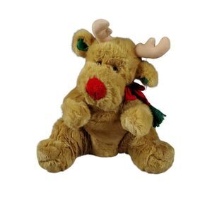 Reindeer Plush Christmas Holiday Brown Red Nose Furry Winter Gift Soft Dreams